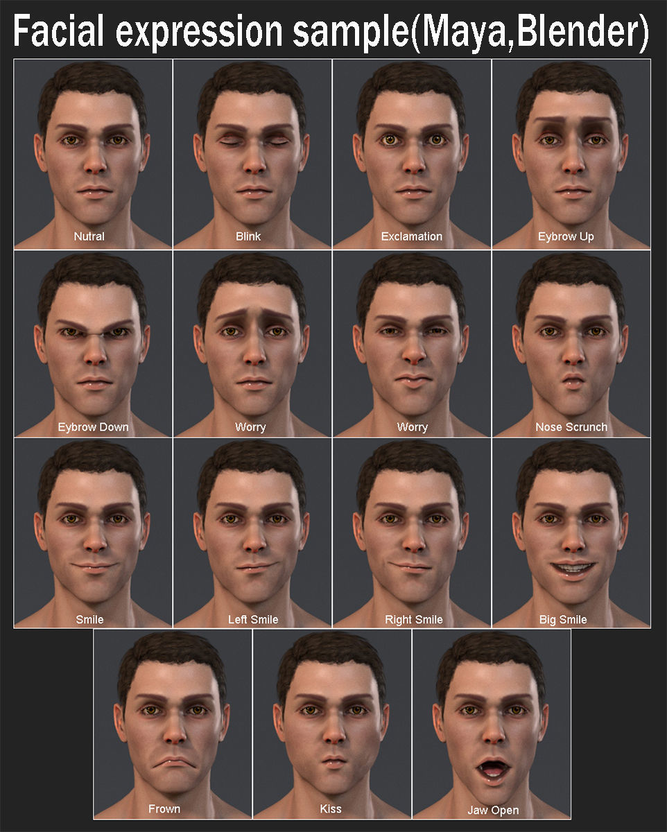 MaleBase Three Rig Pack Low-poly 3D model_24