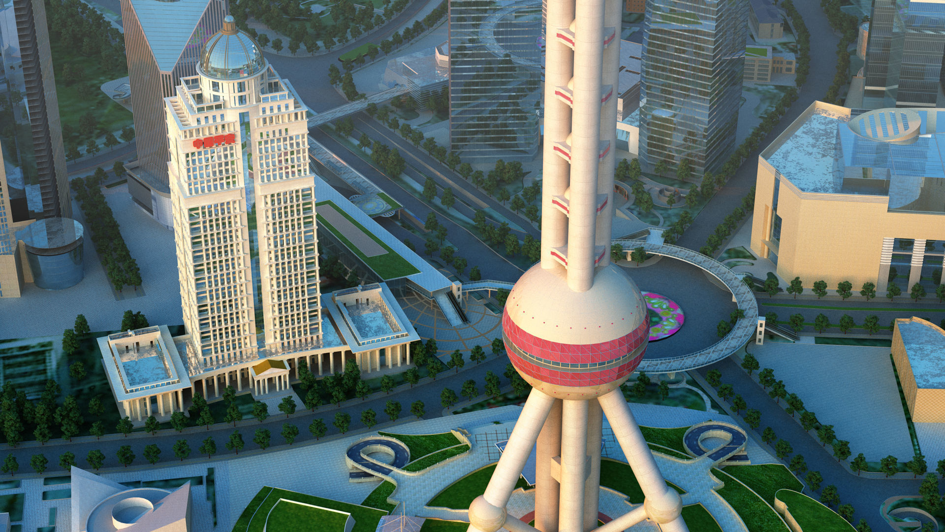 Shanghai City China 3D model_9