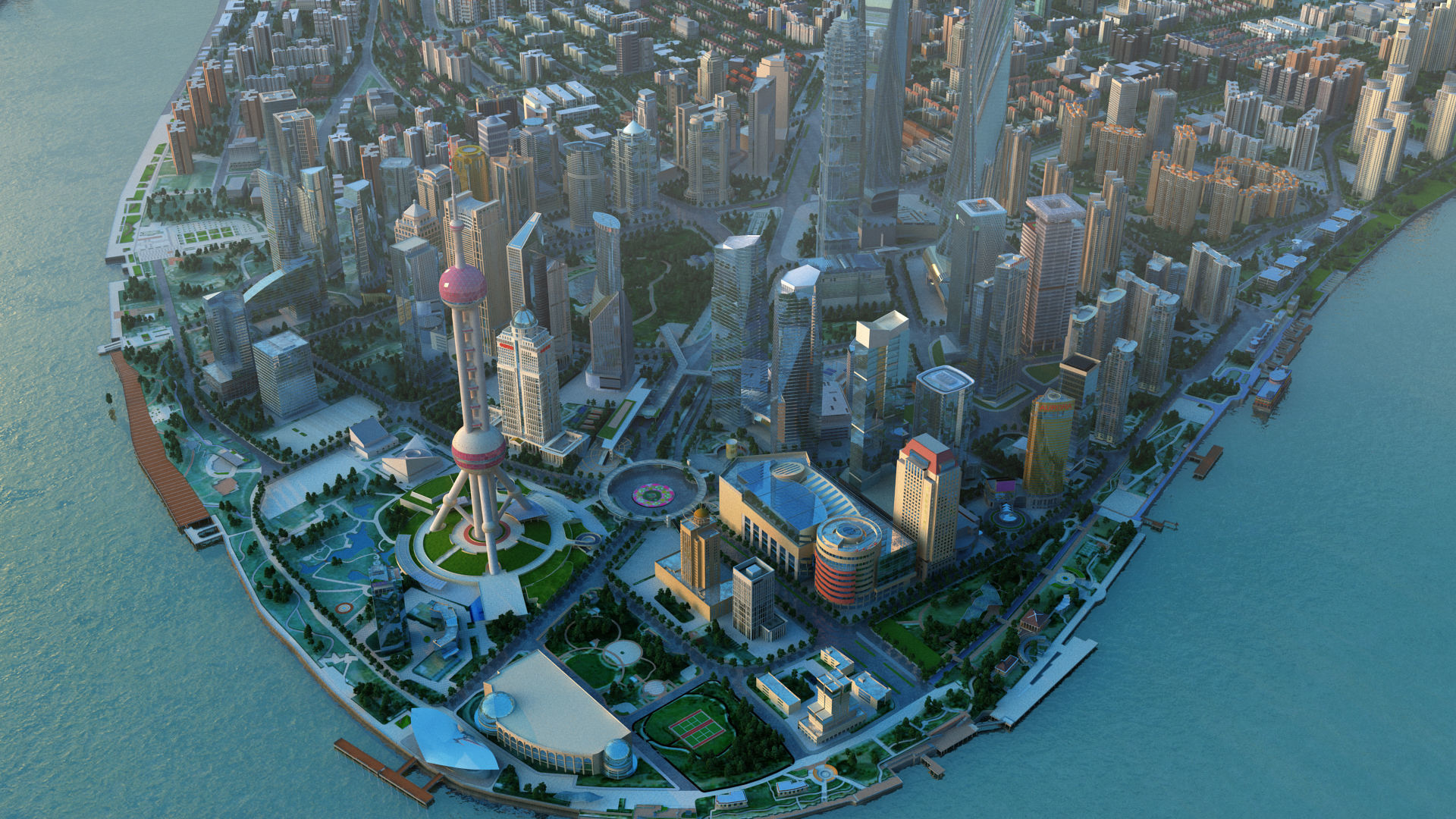 Shanghai City China 3D model_8