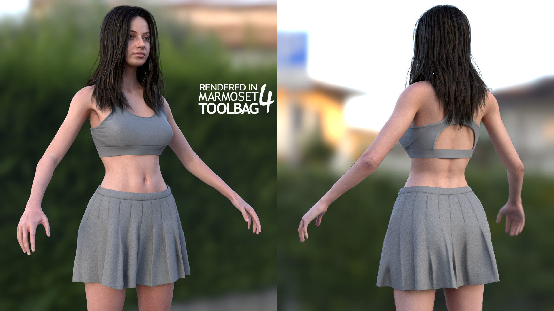 Woman - Summer Outfit 4 - Modular - Rigged Low-poly 3D model_5