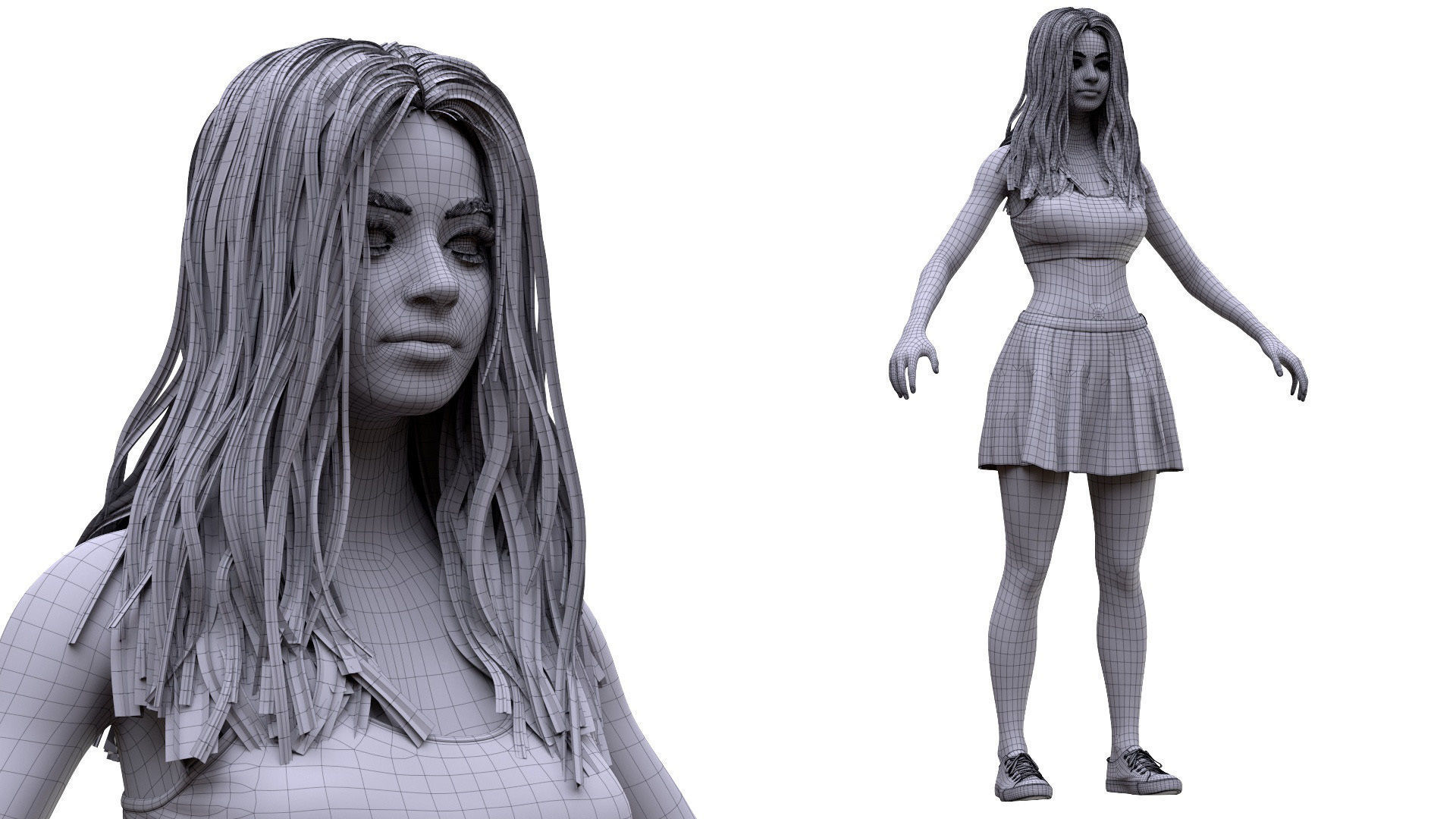 Woman - Summer Outfit 4 - Modular - Rigged Low-poly 3D model_21