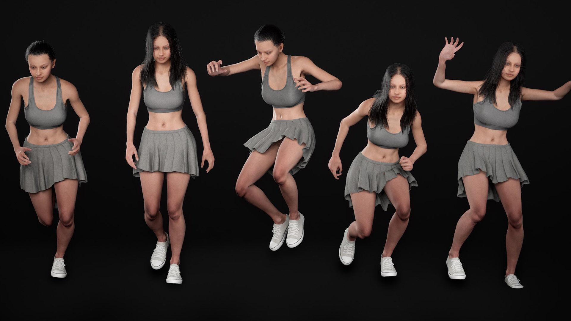 Woman - Summer Outfit 4 - Modular - Rigged Low-poly 3D model_26