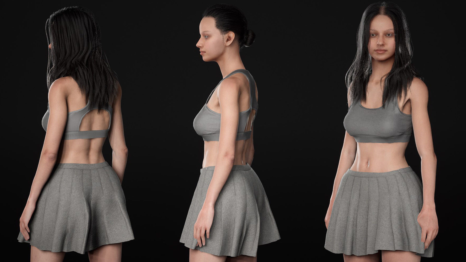 Woman - Summer Outfit 4 - Modular - Rigged Low-poly 3D model_28
