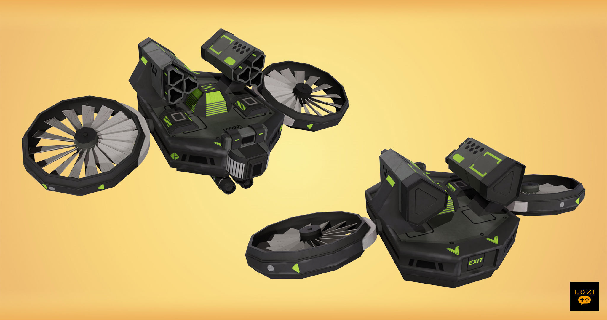 Optimized 3D Drone Models - Game-Ready and Low-Poly Low-poly 3D model_2