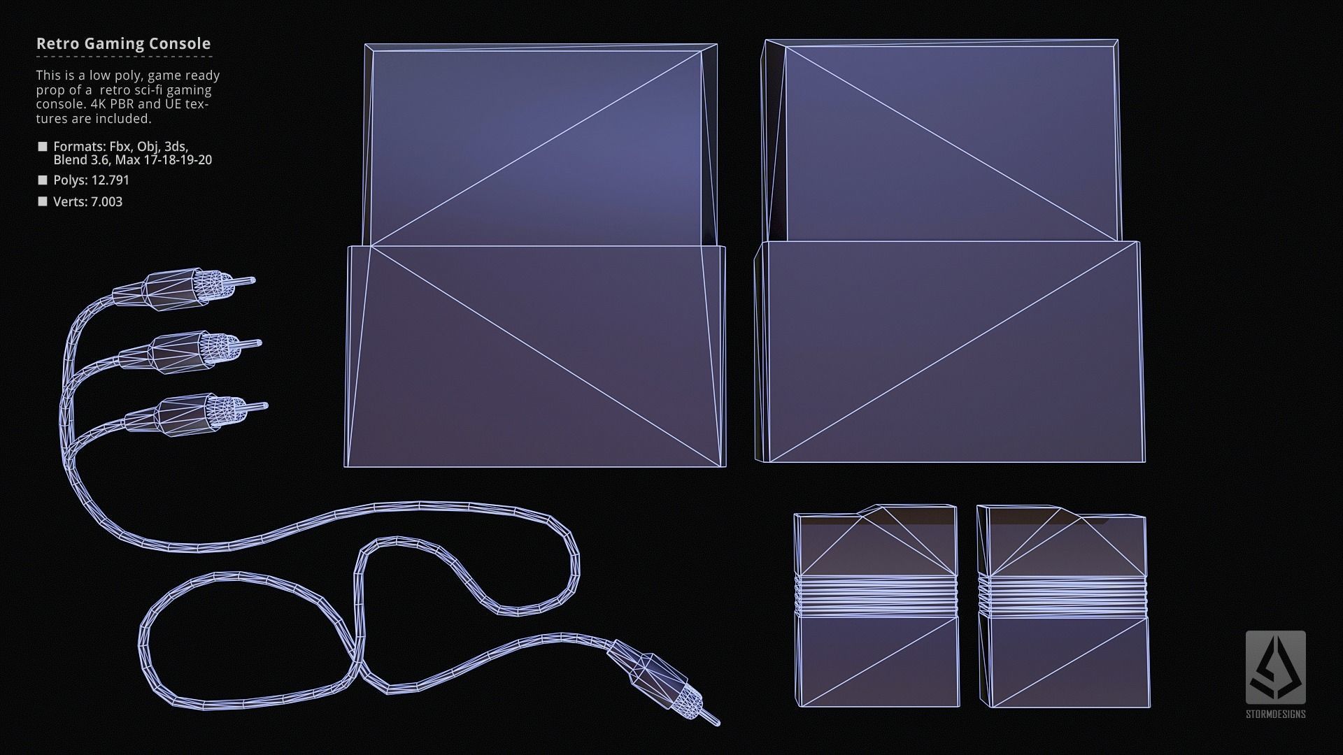 Retro Sci-Fi Japanese Gaming Console UE5 Low Poly PBR Low-poly 3D model_13