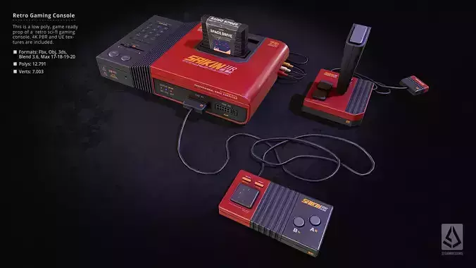 Retro Sci-Fi Japanese Gaming Console  UE5  Low Poly  PBR Low-poly 3D model