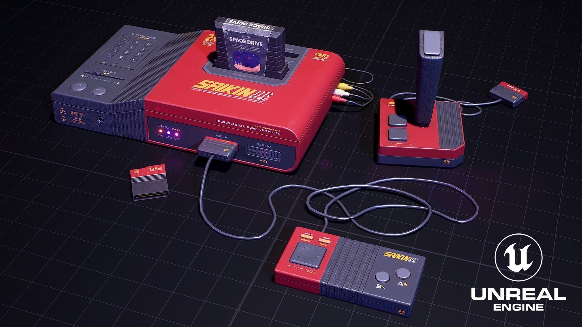 Retro Sci-Fi Japanese Gaming Console UE5 Low Poly PBR Low-poly 3D model_12