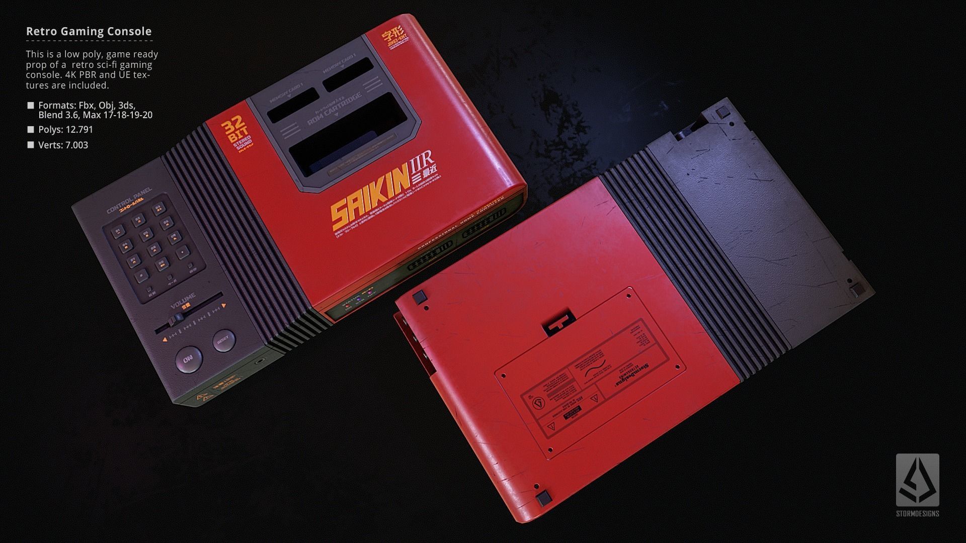 Retro Sci-Fi Japanese Gaming Console UE5 Low Poly PBR Low-poly 3D model_8