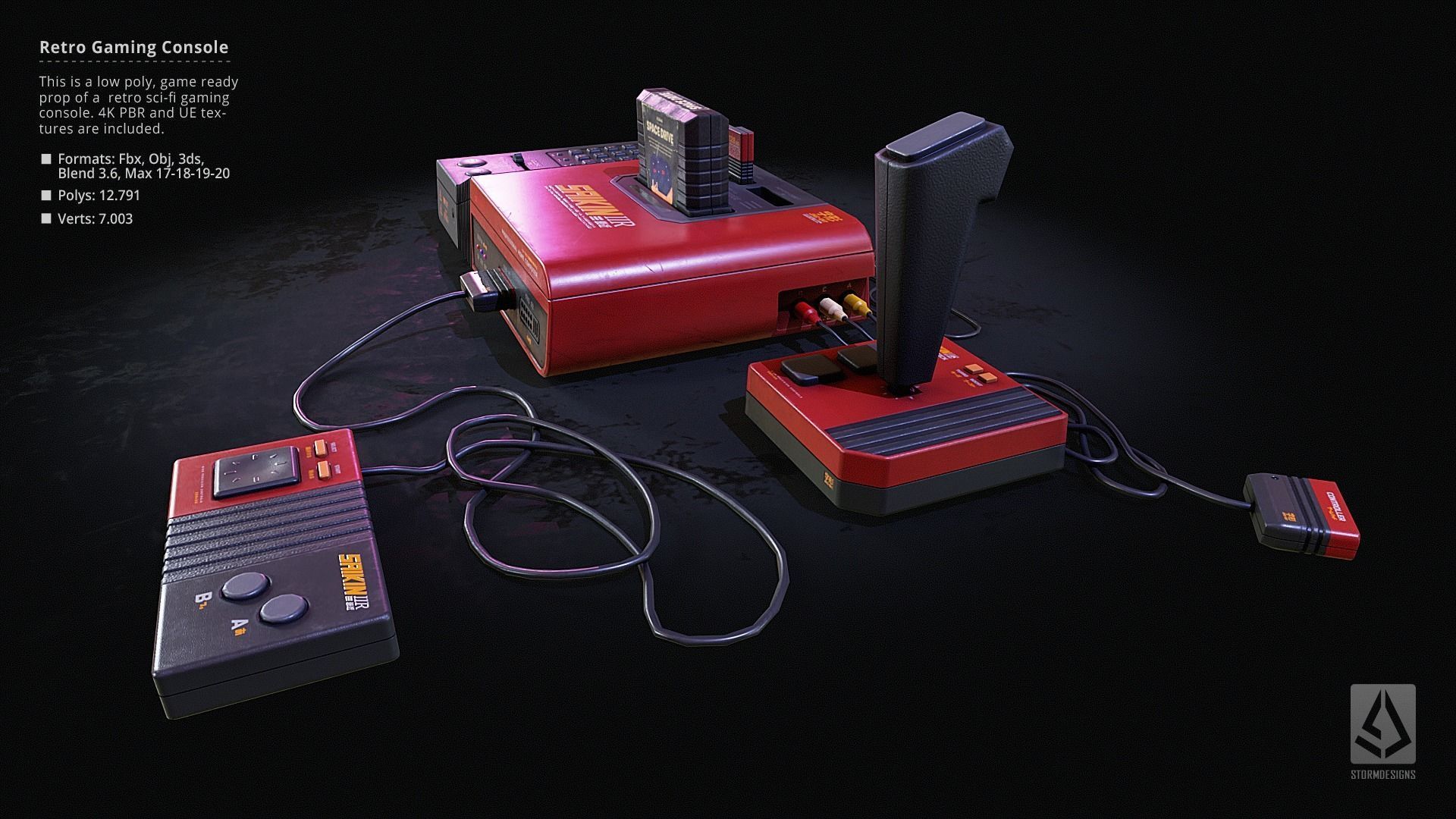 Retro Sci-Fi Japanese Gaming Console UE5 Low Poly PBR Low-poly 3D model_2