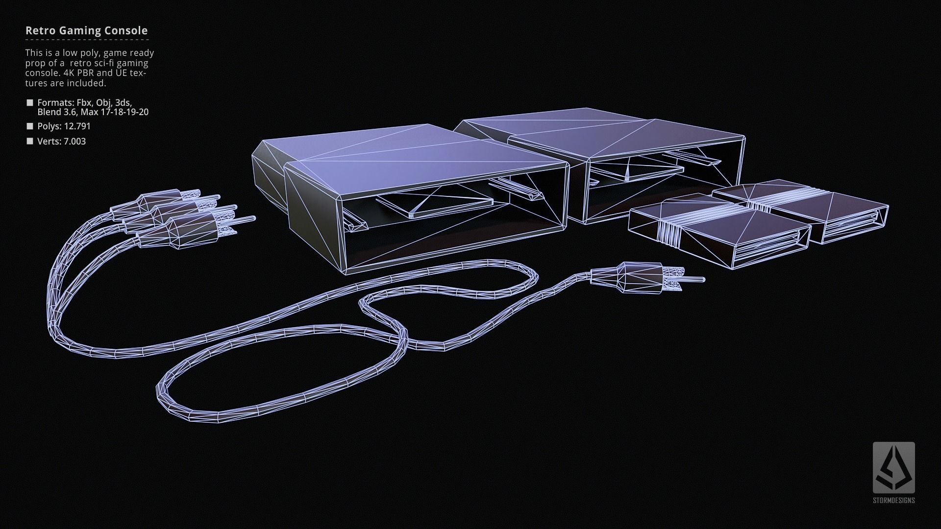 Retro Sci-Fi Japanese Gaming Console UE5 Low Poly PBR Low-poly 3D model_14