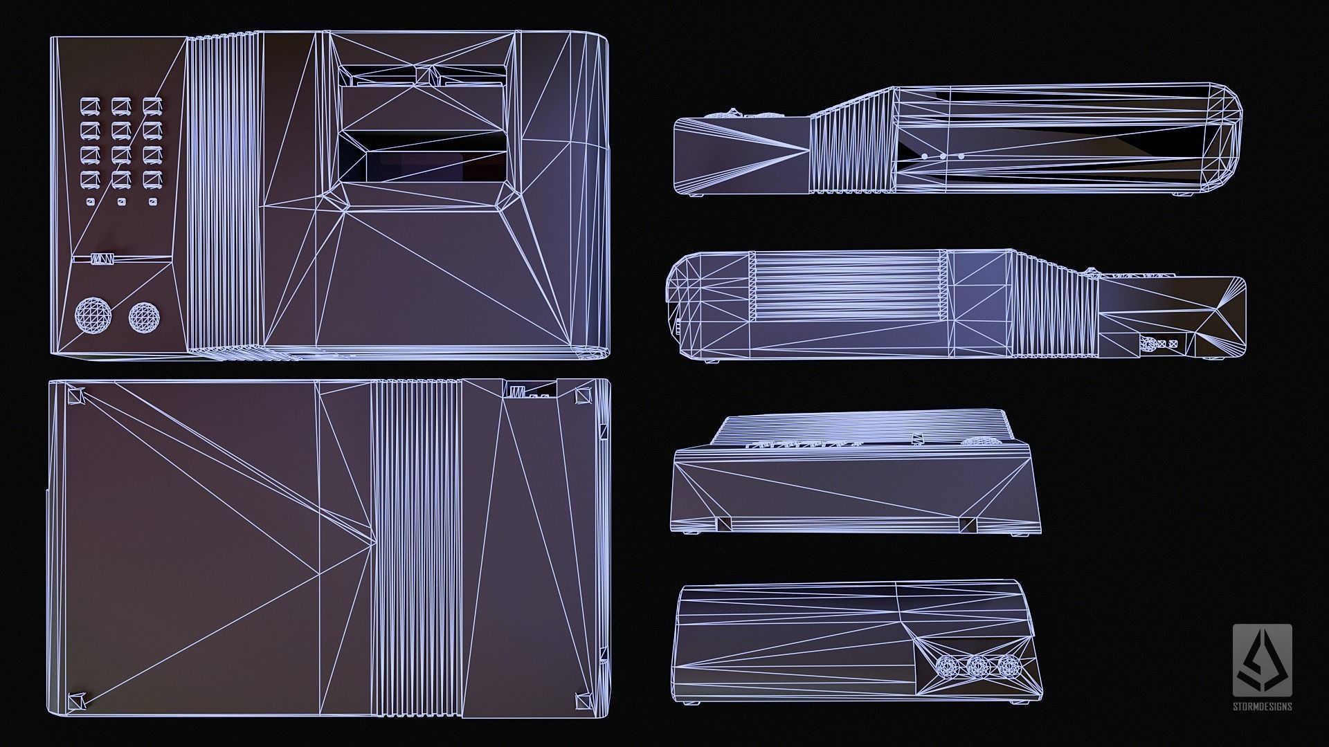 Retro Sci-Fi Japanese Gaming Console UE5 Low Poly PBR Low-poly 3D model_15