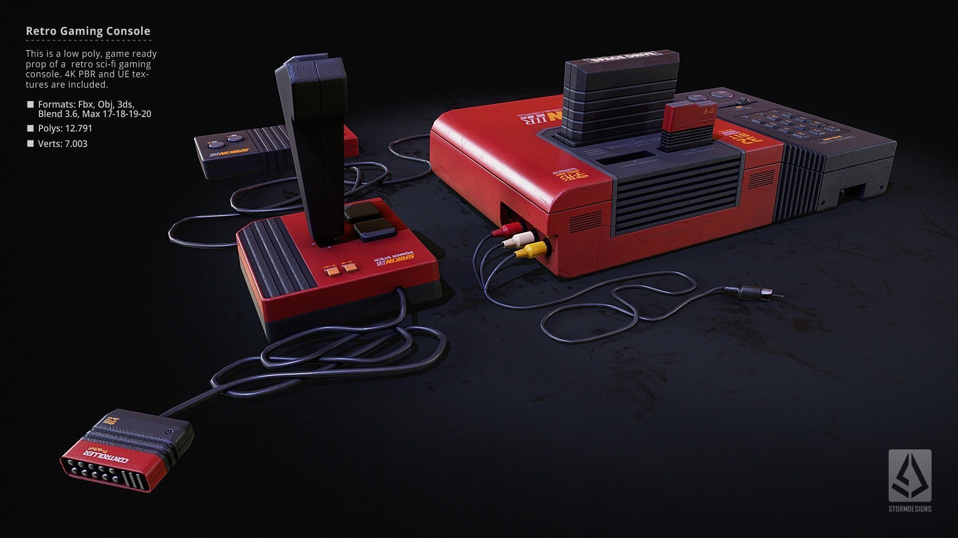 Retro Sci-Fi Japanese Gaming Console UE5 Low Poly PBR Low-poly 3D model_3