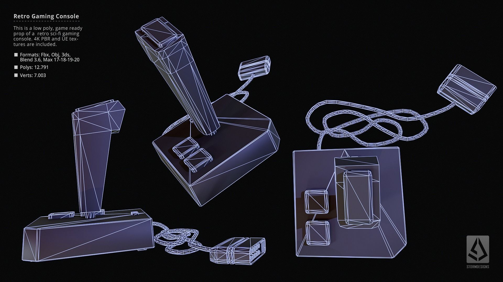 Retro Sci-Fi Japanese Gaming Console UE5 Low Poly PBR Low-poly 3D model_17