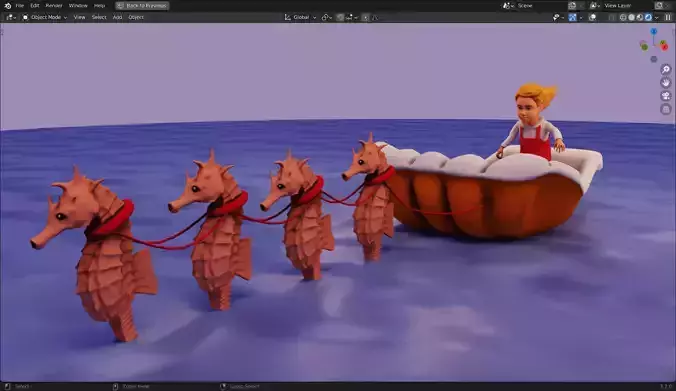 Peter Wheat Sea Coach and Sea Horses 3D Models 3D model