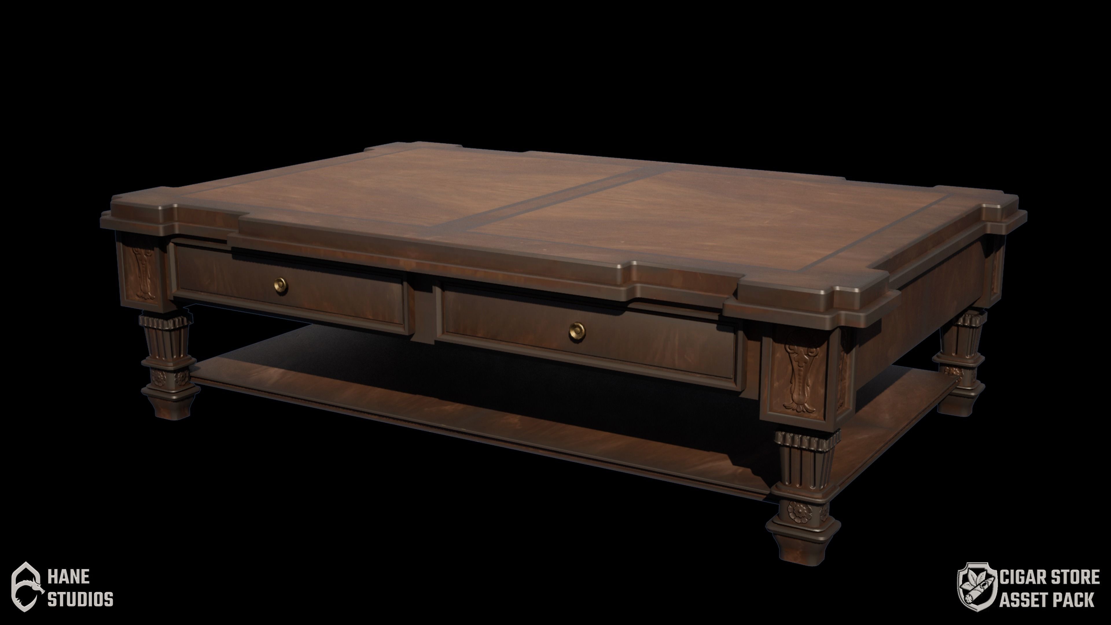 Vintage Table 1 - Coffee Table - Classic Low-poly 3D model_3