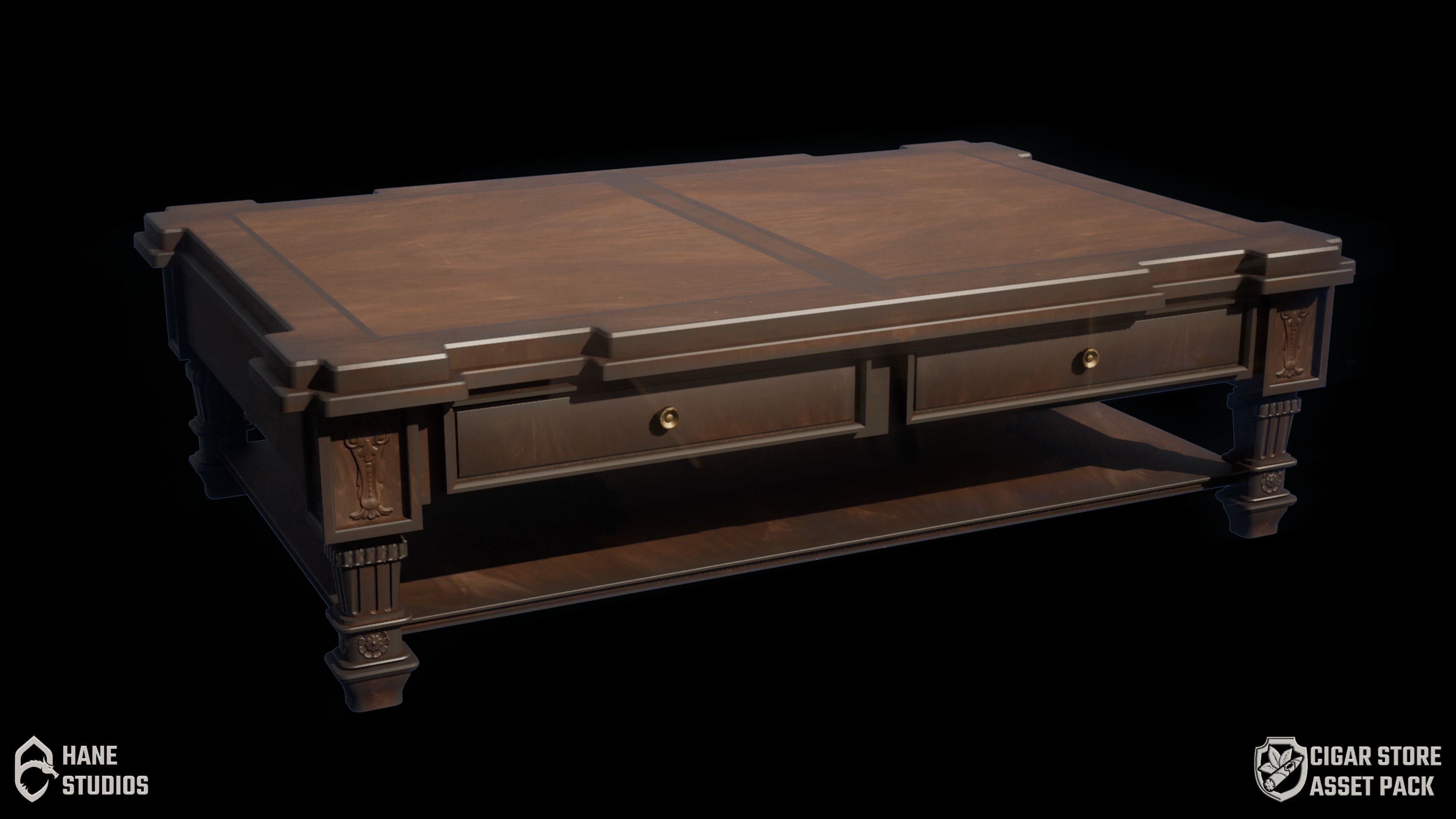 Vintage Table 1 - Coffee Table - Classic Low-poly 3D model_2