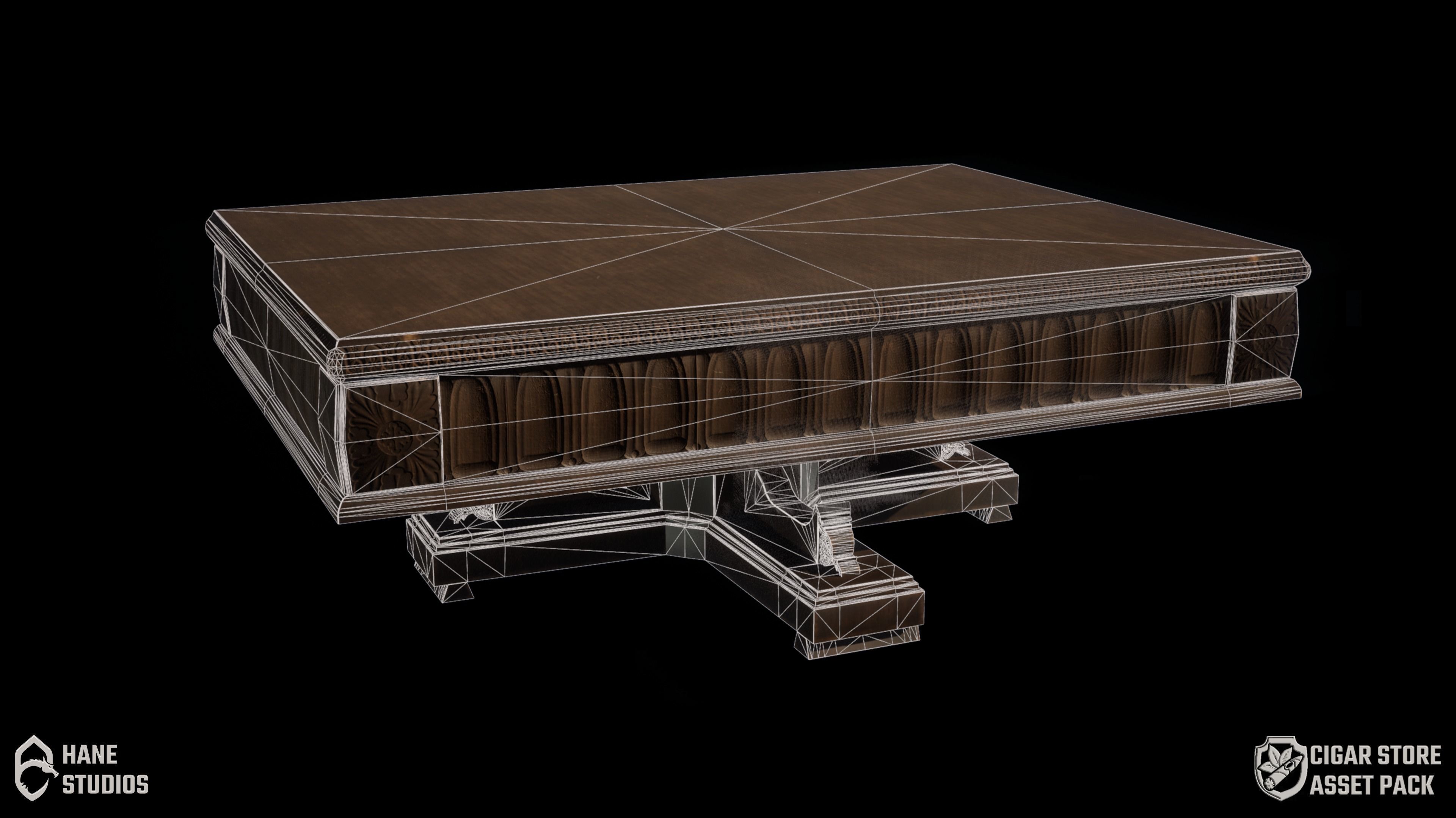 Vintage Table 3 - Coffee Table - Classic Low-poly 3D model_5