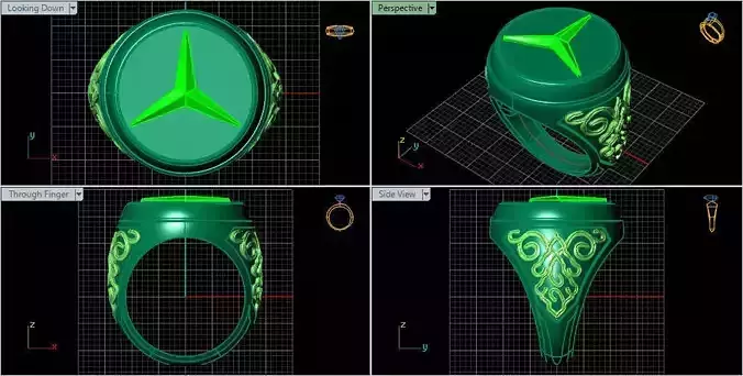 benz logo ring Silver Gold