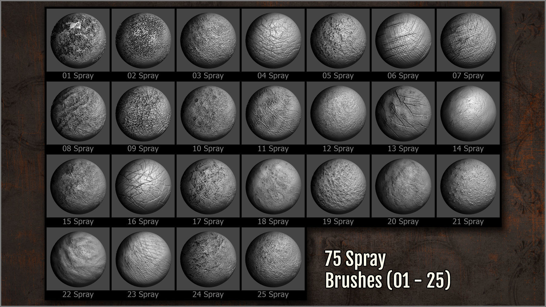 Rust Bumps and Roughness Maker 300 ZBrush brushes and 75 alphas Texture ...