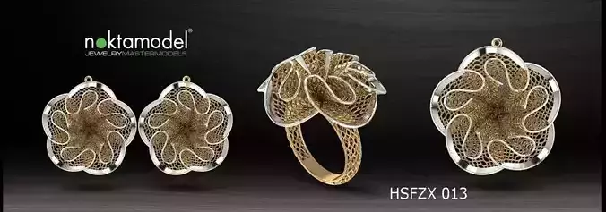 10 Half sets of Floral turkish model for ring -Batch 02 3D print model