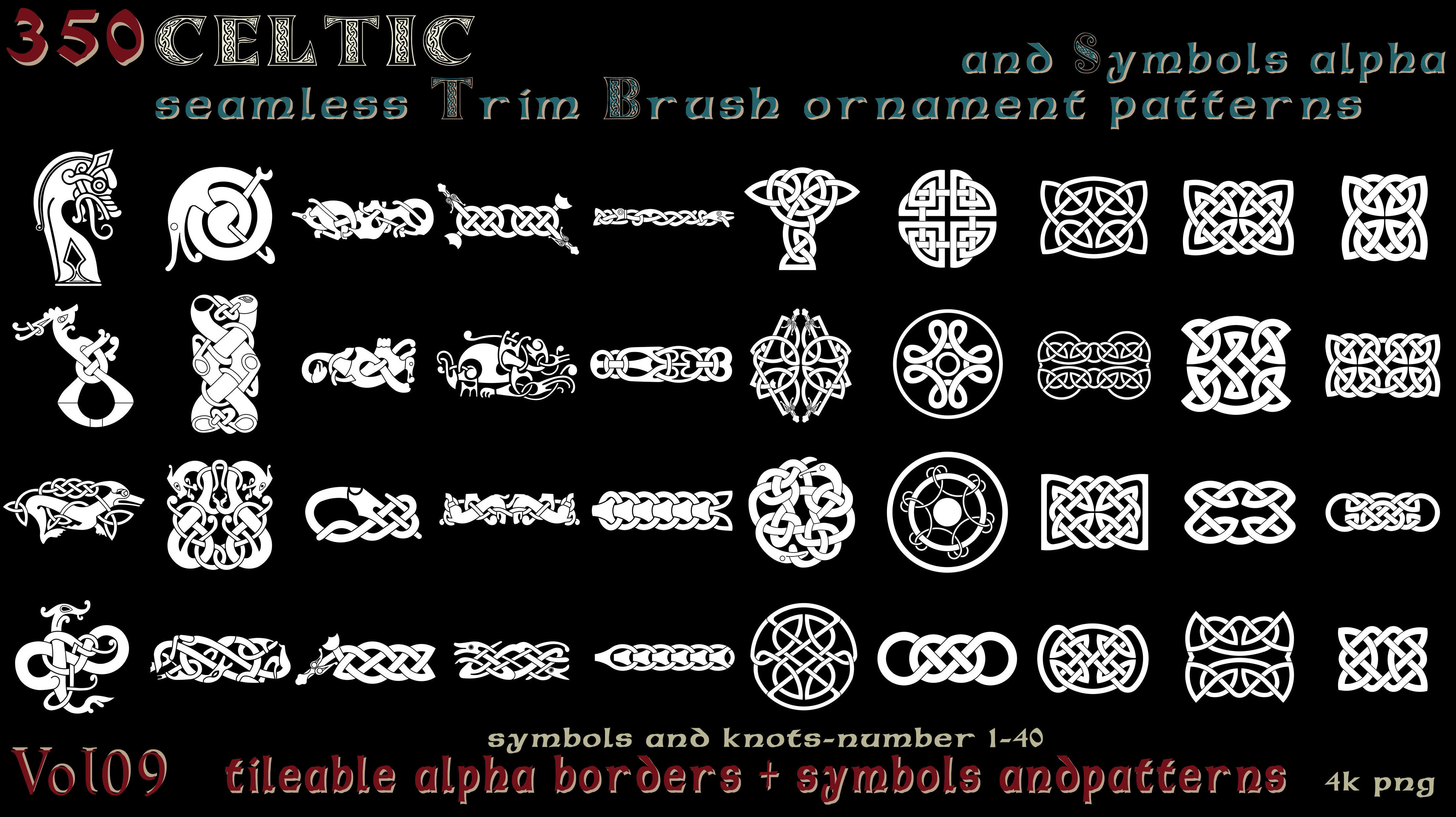 350 Celtic seamless ornament patterns and Symbols alpha - vol09 Texture_1