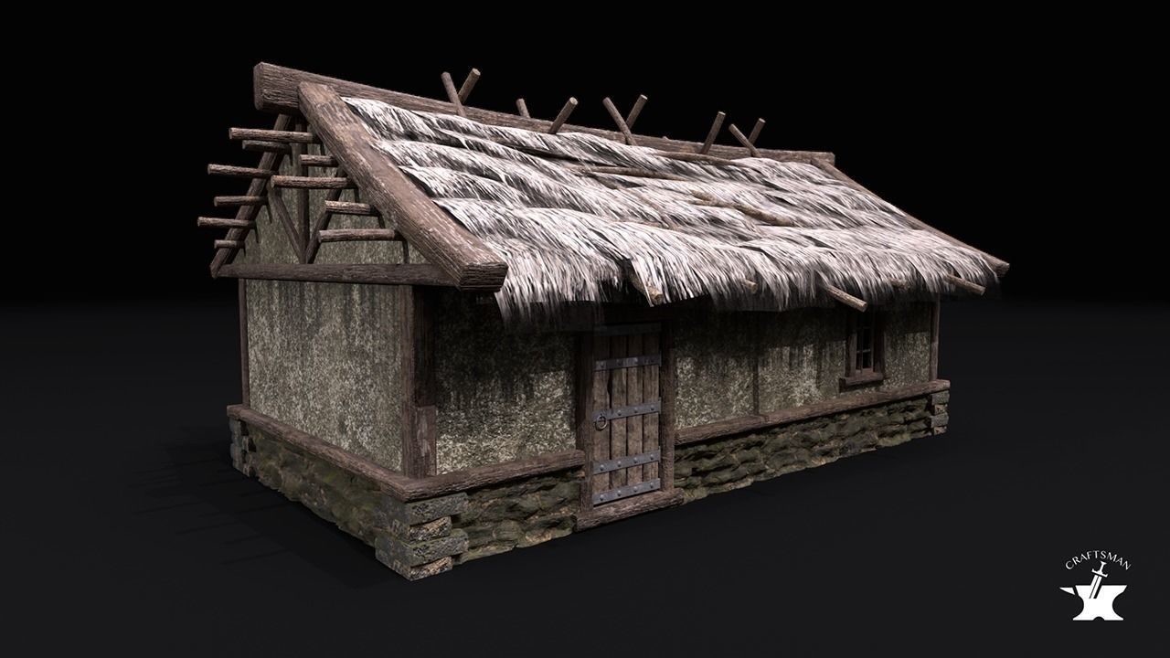 Realistic Medieval House Low-poly 3D model_5