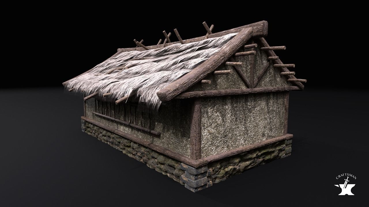 Realistic Medieval House Low-poly 3D model_4