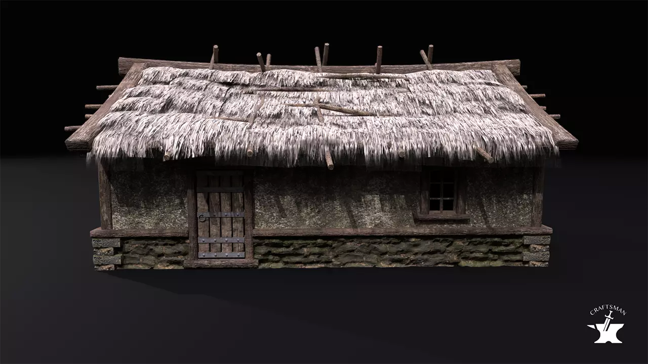 Realistic Medieval House Low-poly 3D model_0