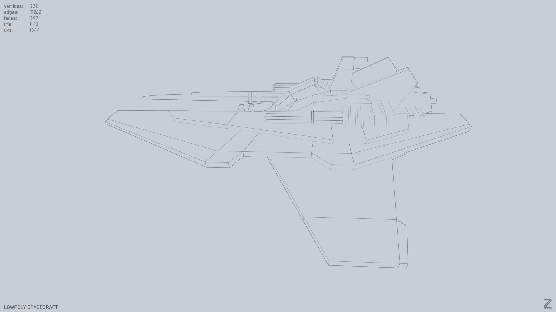 Low poly spacecraft Low-poly 3D model_9