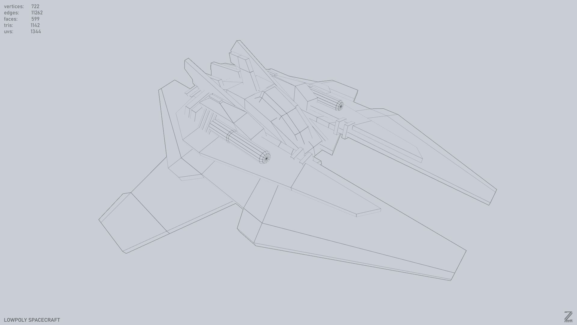 Low poly spacecraft Low-poly 3D model_13