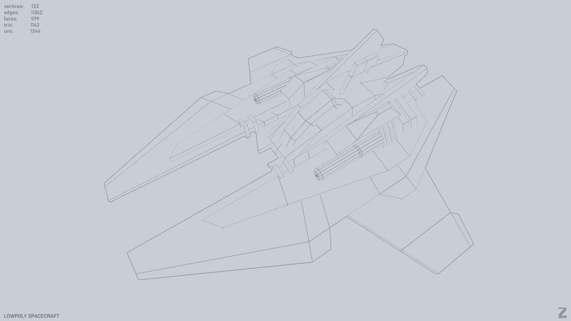 Low poly spacecraft Low-poly 3D model_8