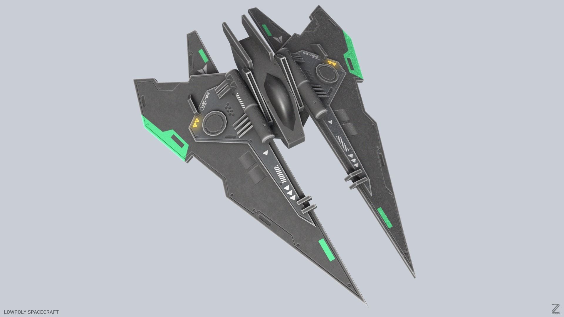 Low poly spacecraft Low-poly 3D model_7