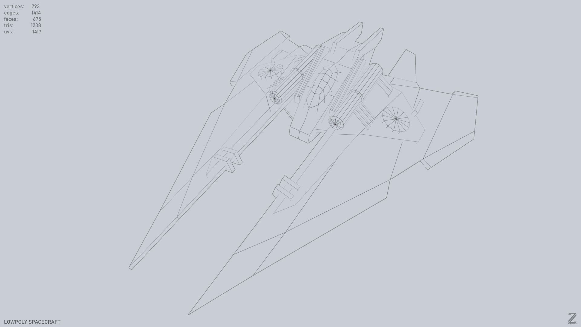 Low poly spacecraft Low-poly 3D model_8