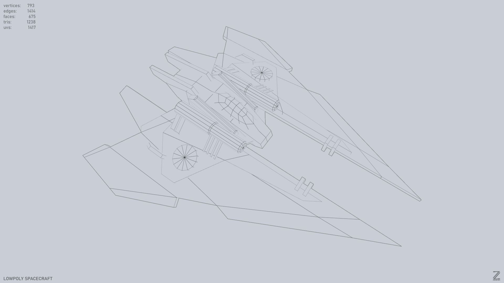 Low poly spacecraft Low-poly 3D model_13