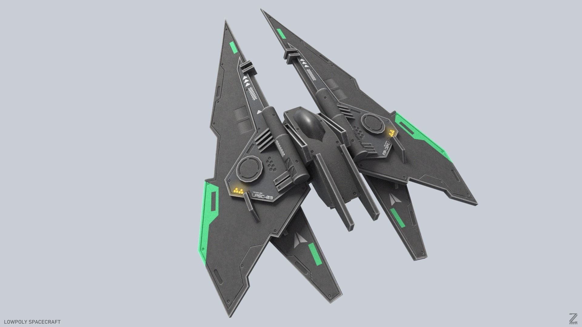 Low poly spacecraft Low-poly 3D model_3