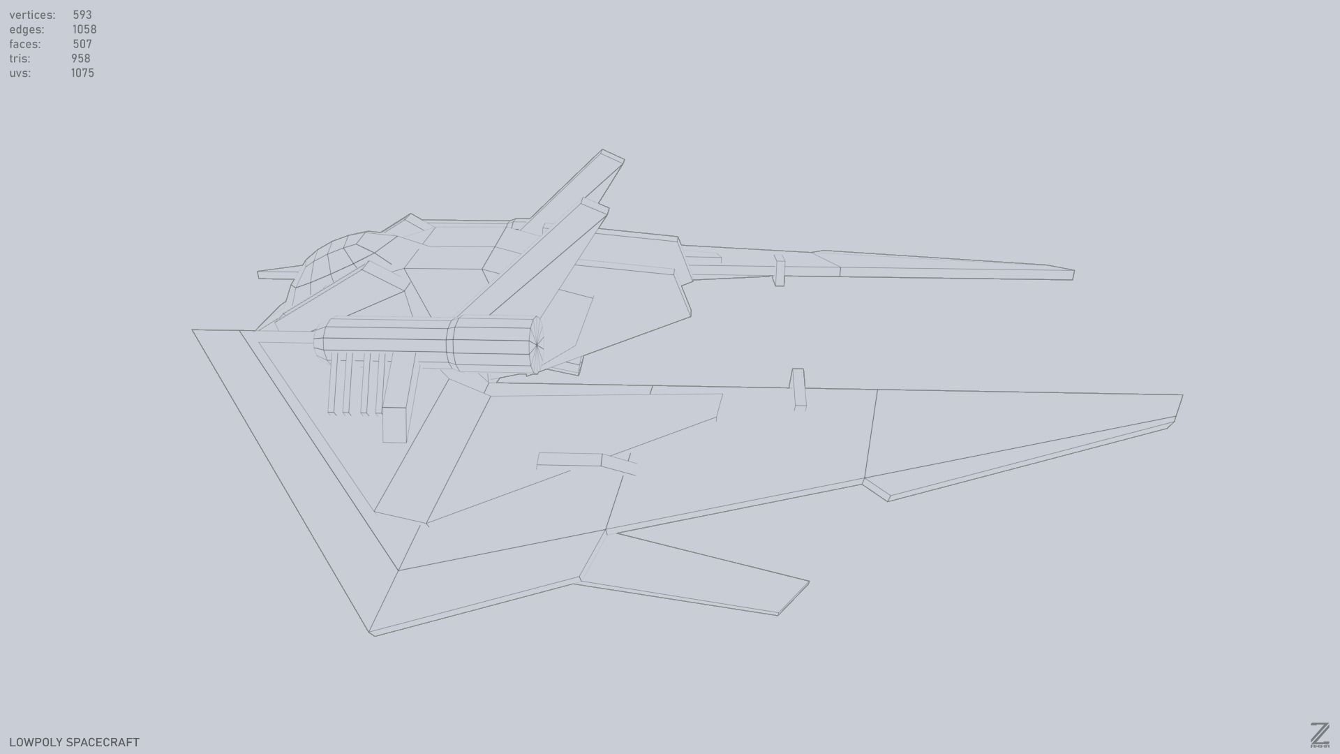 Low poly spacecraft Low-poly 3D model_9