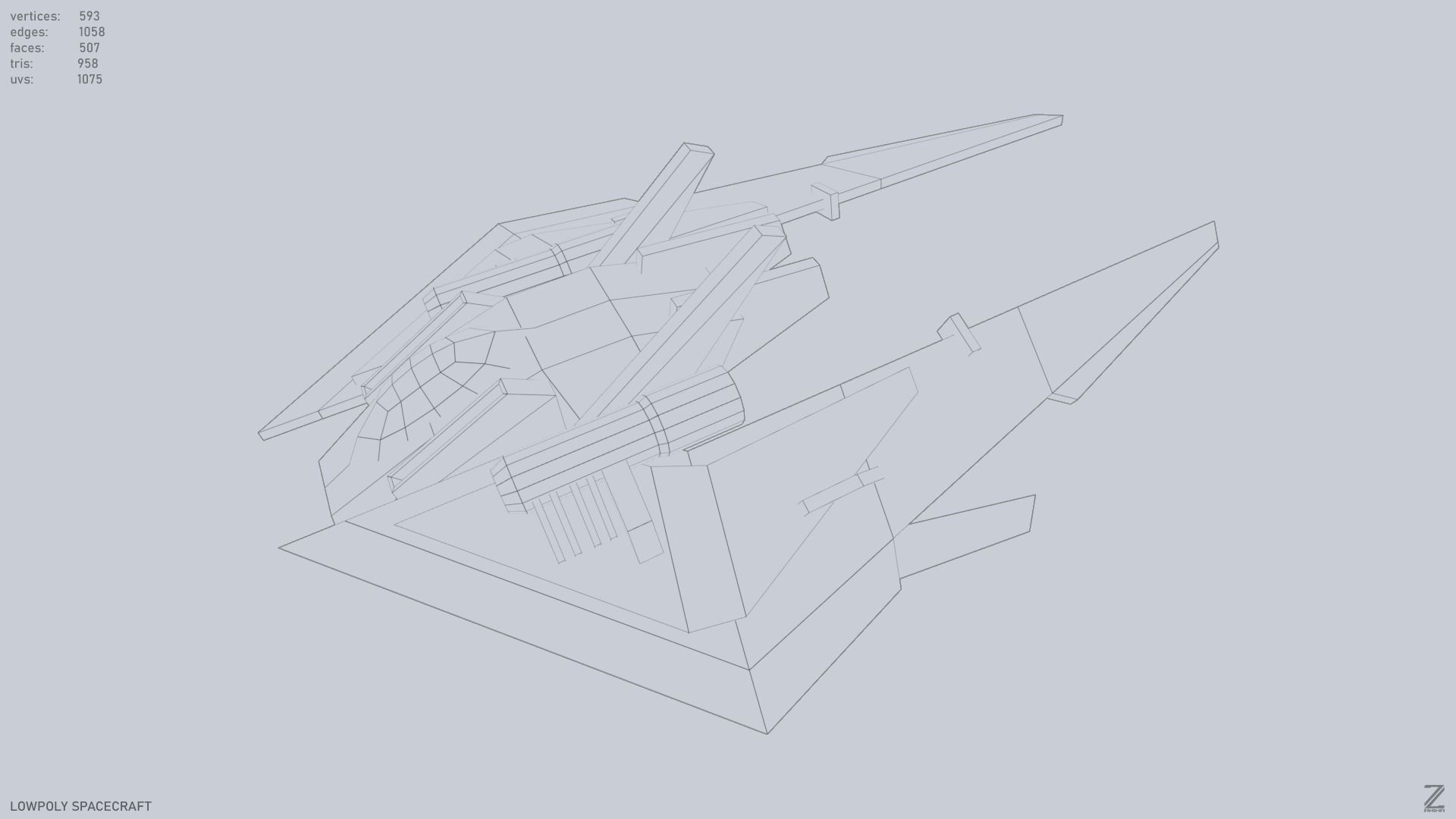 Low poly spacecraft Low-poly 3D model_8