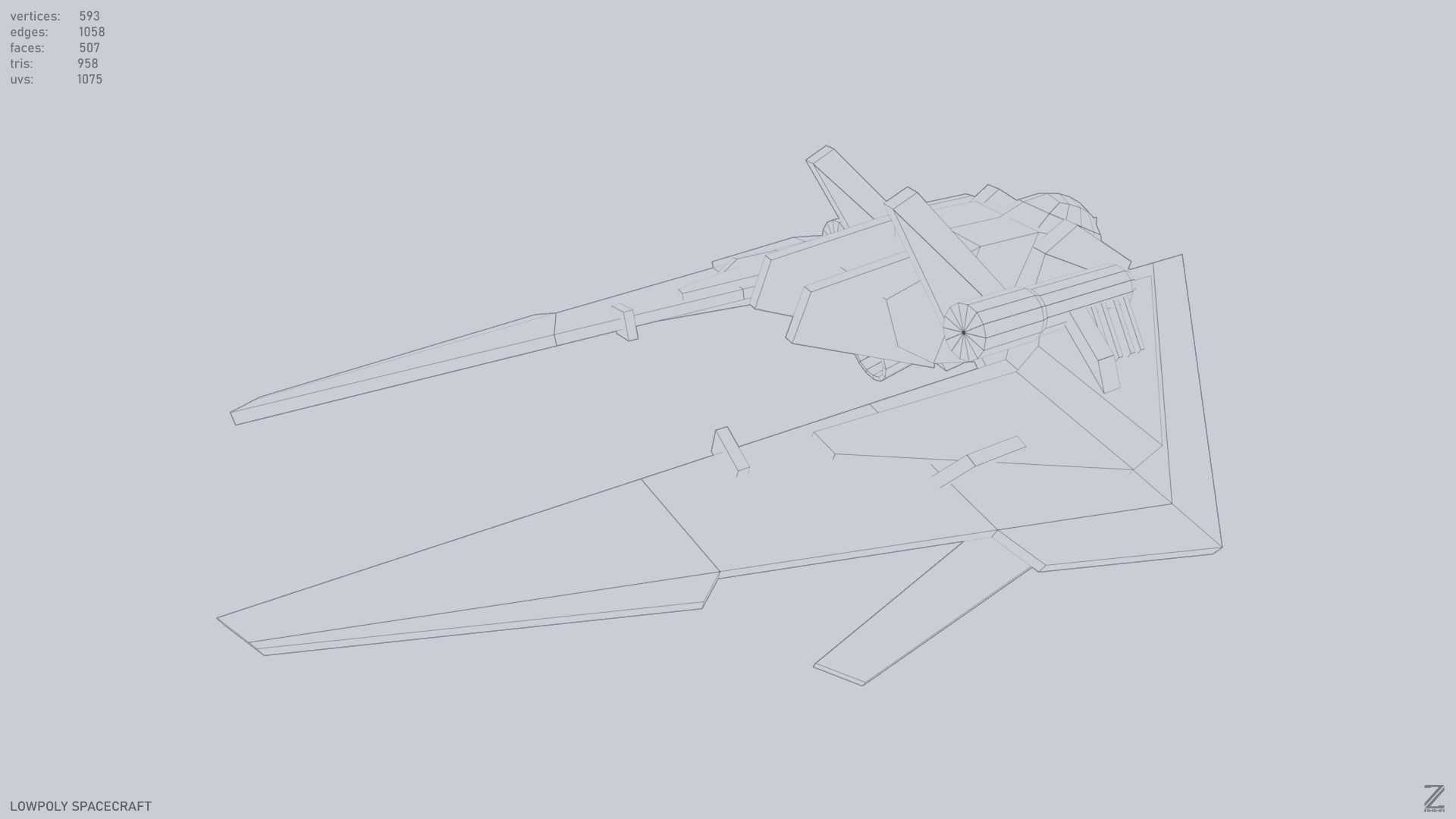 Low poly spacecraft Low-poly 3D model_12