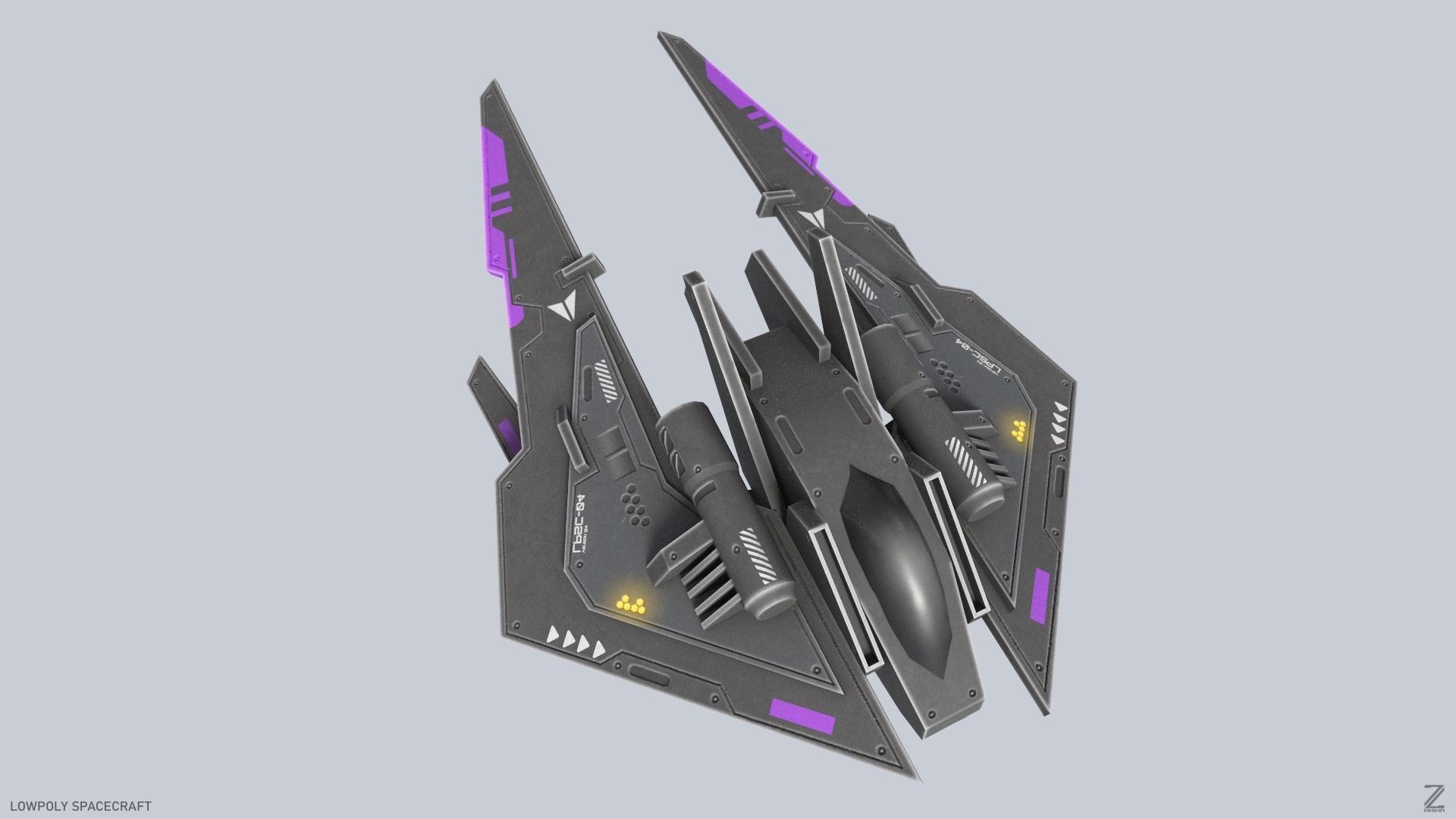 Low poly spacecraft Low-poly 3D model_7
