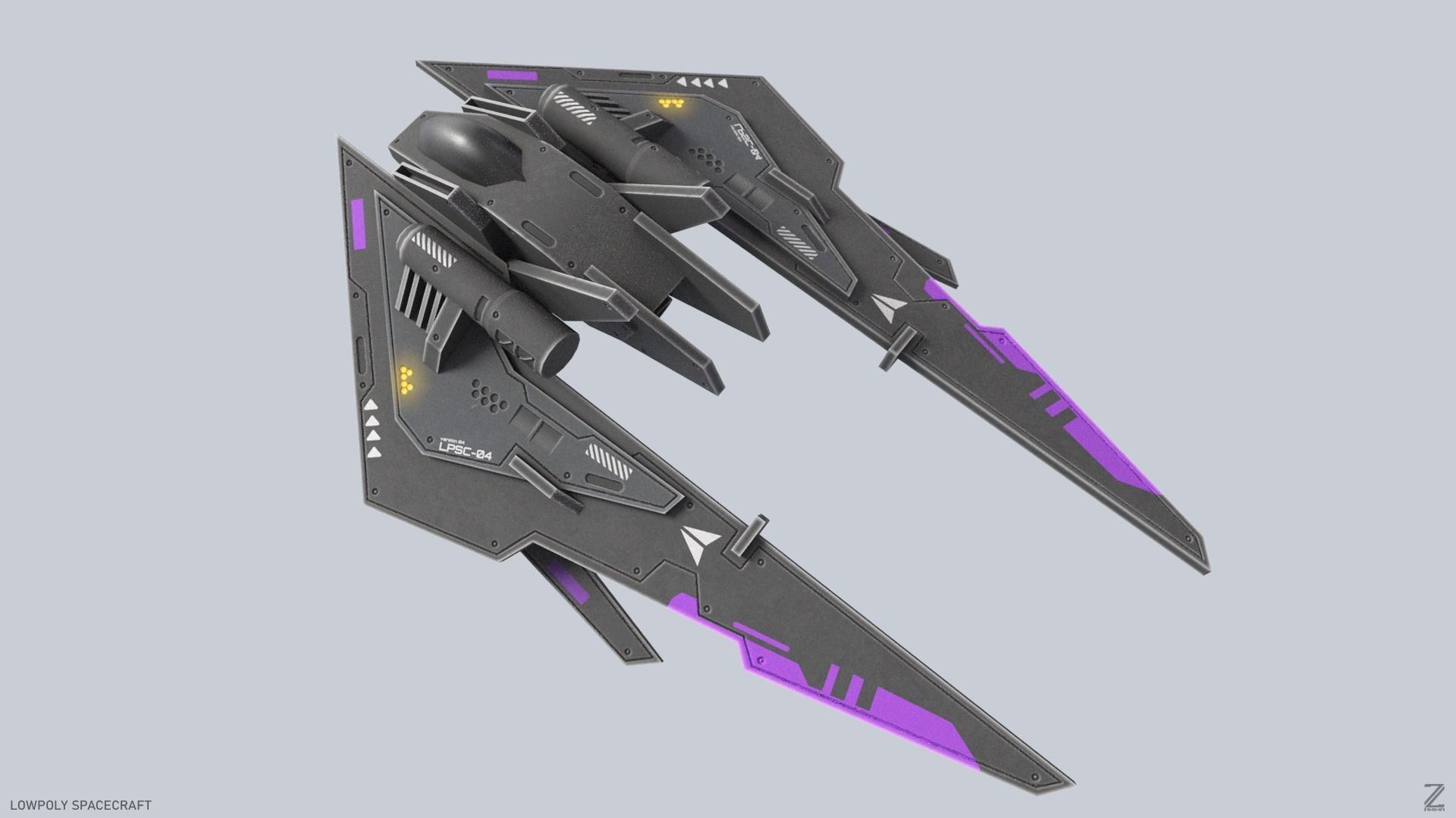 Low poly spacecraft Low-poly 3D model_3