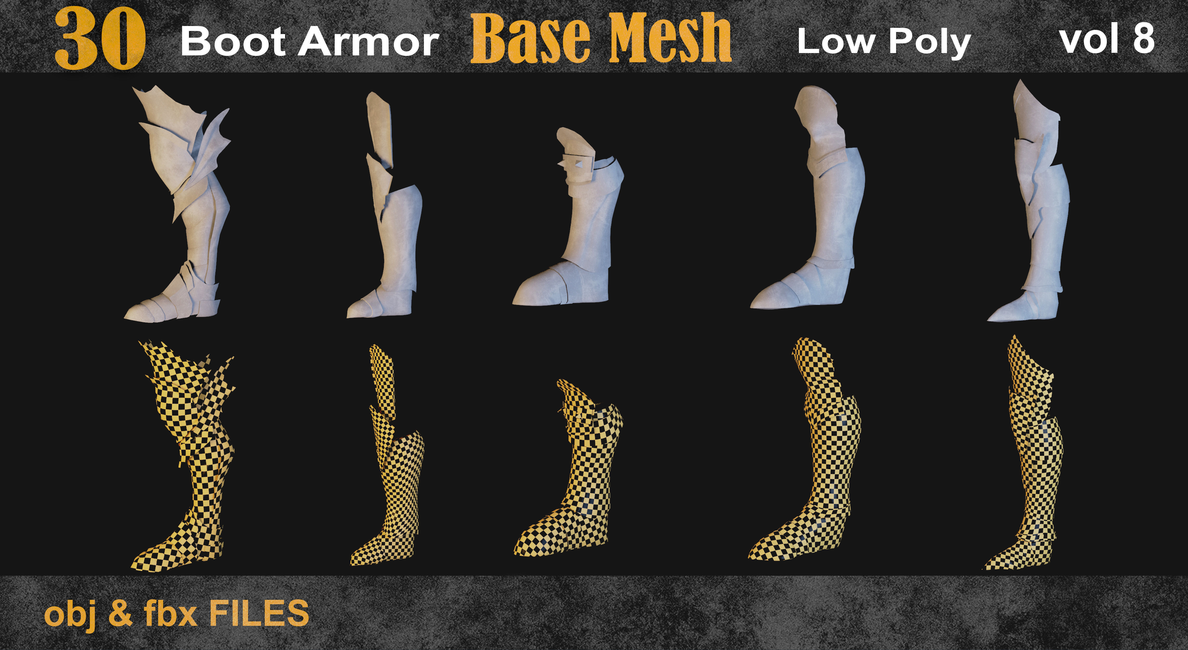 30 Boot armor Base Mesh vol 8 Low-poly 3D model_1
