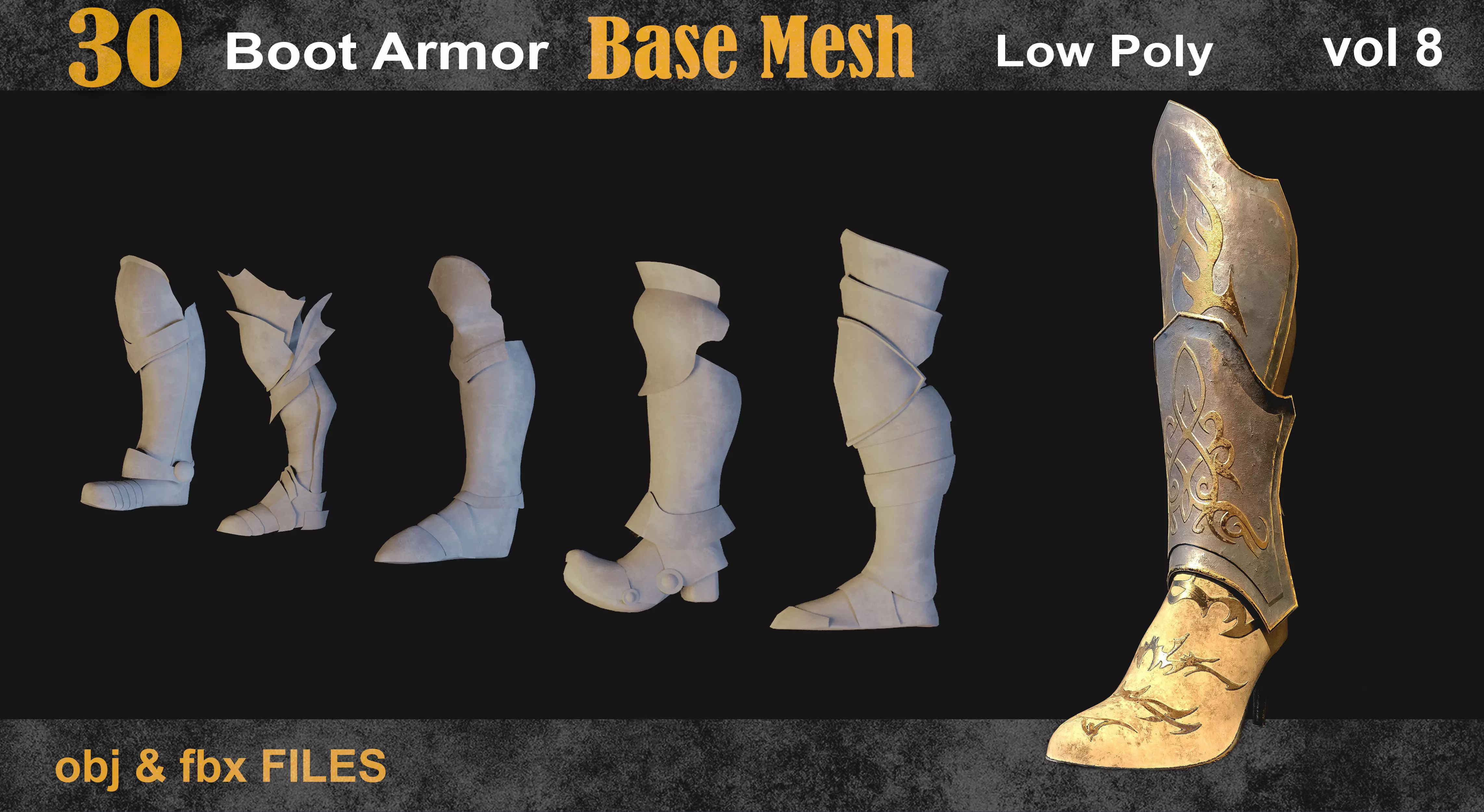 30 Boot armor Base Mesh vol 8 Low-poly 3D model_0