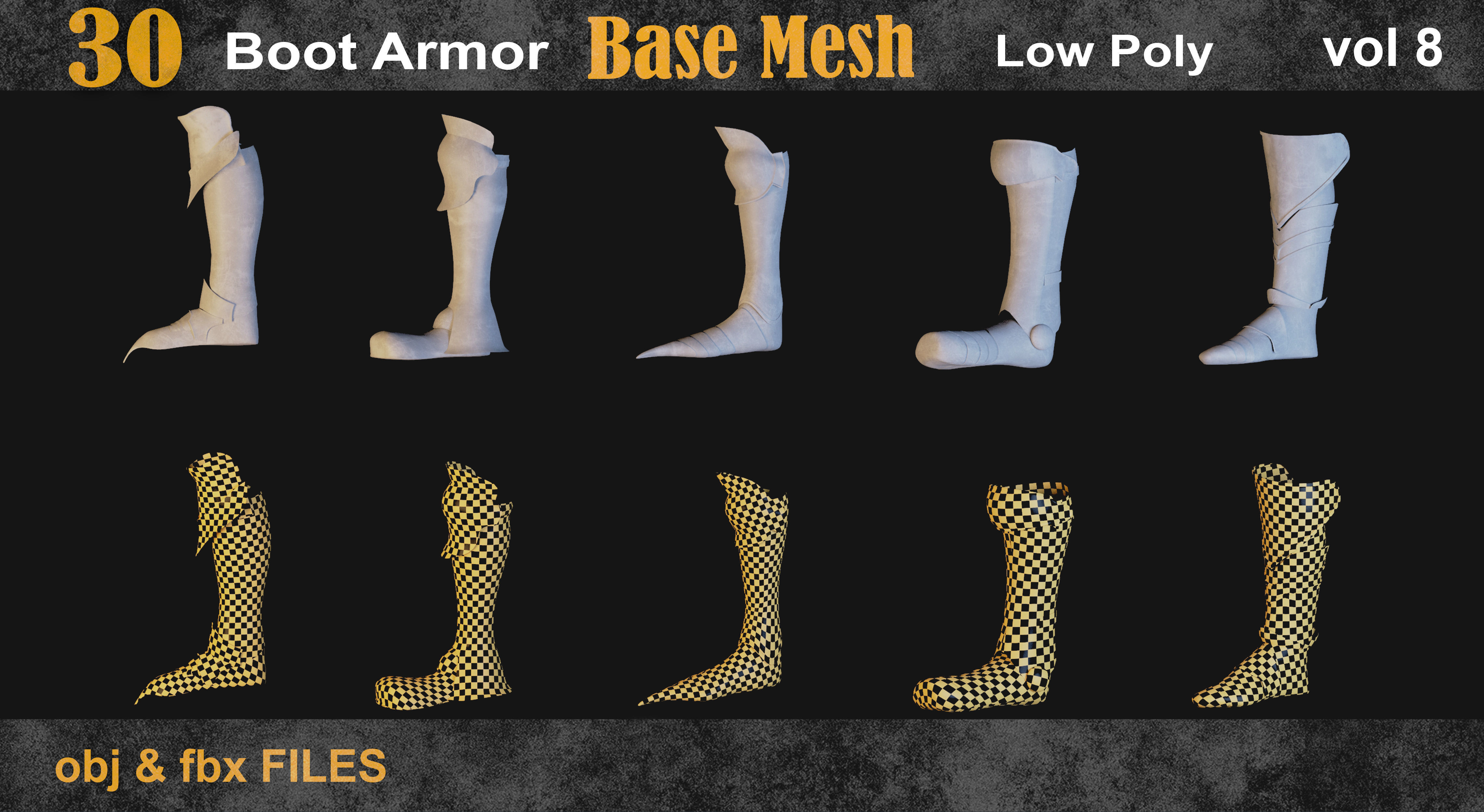 30 Boot armor Base Mesh vol 8 Low-poly 3D model_6