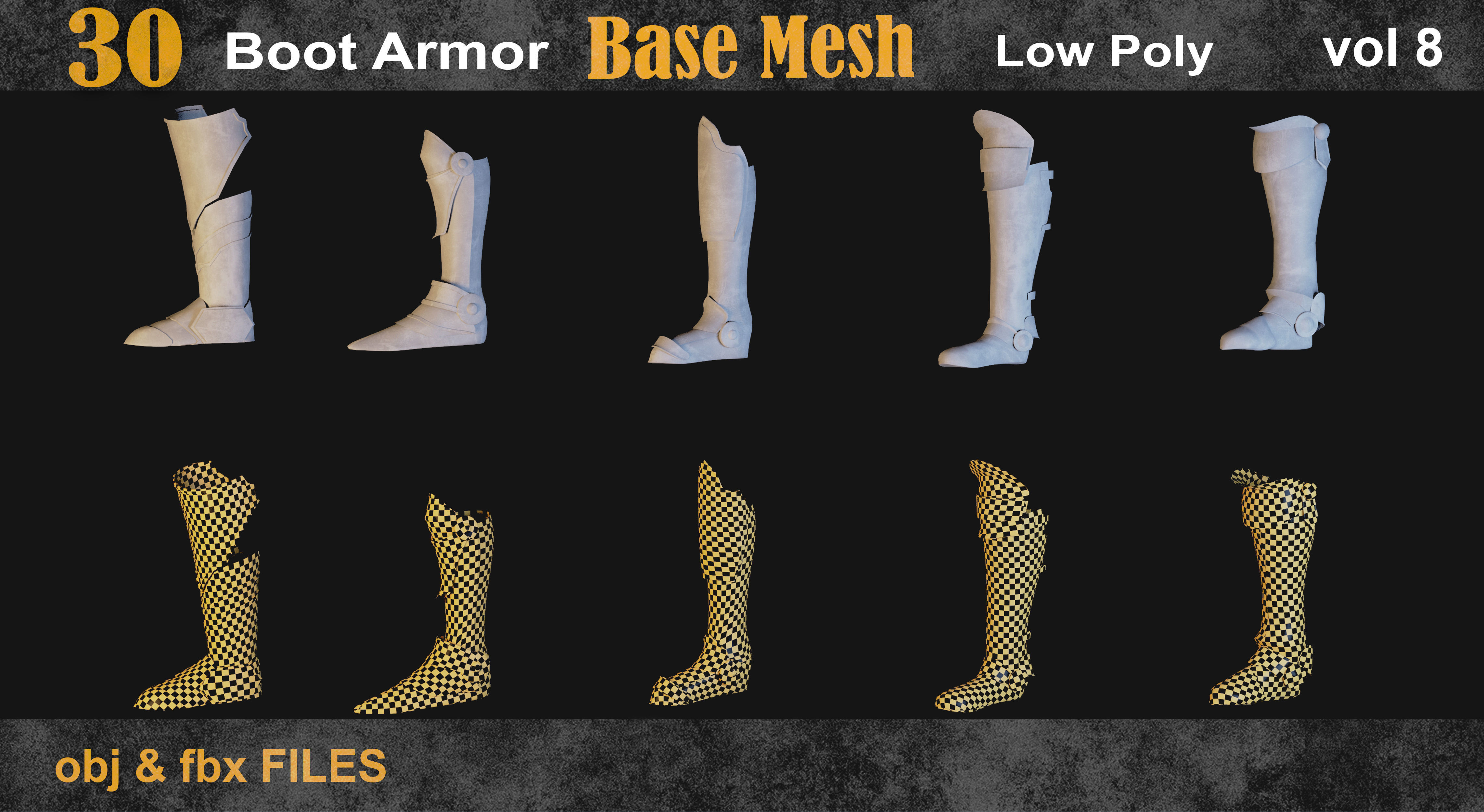 30 Boot armor Base Mesh vol 8 Low-poly 3D model_5