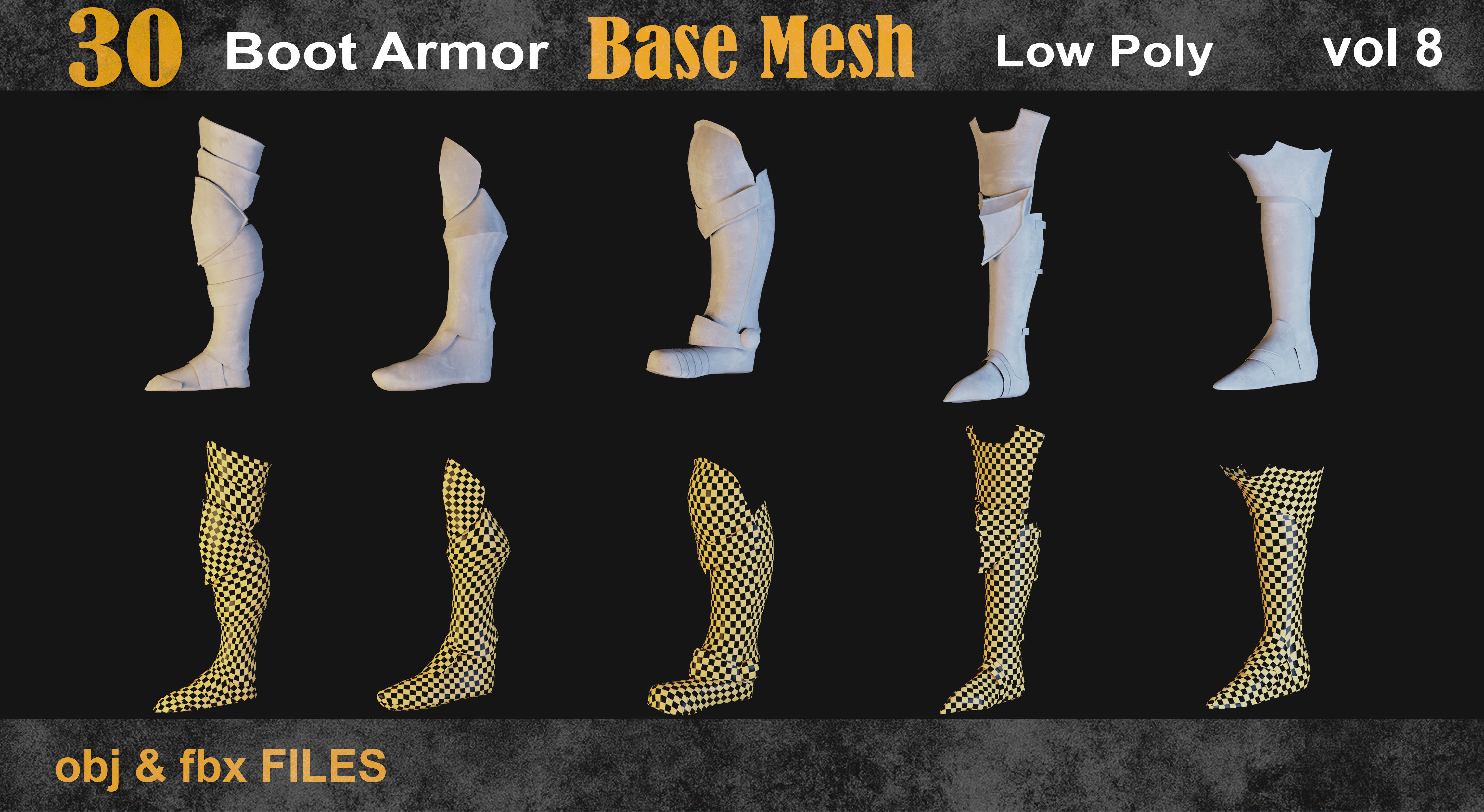 30 Boot armor Base Mesh vol 8 Low-poly 3D model_4