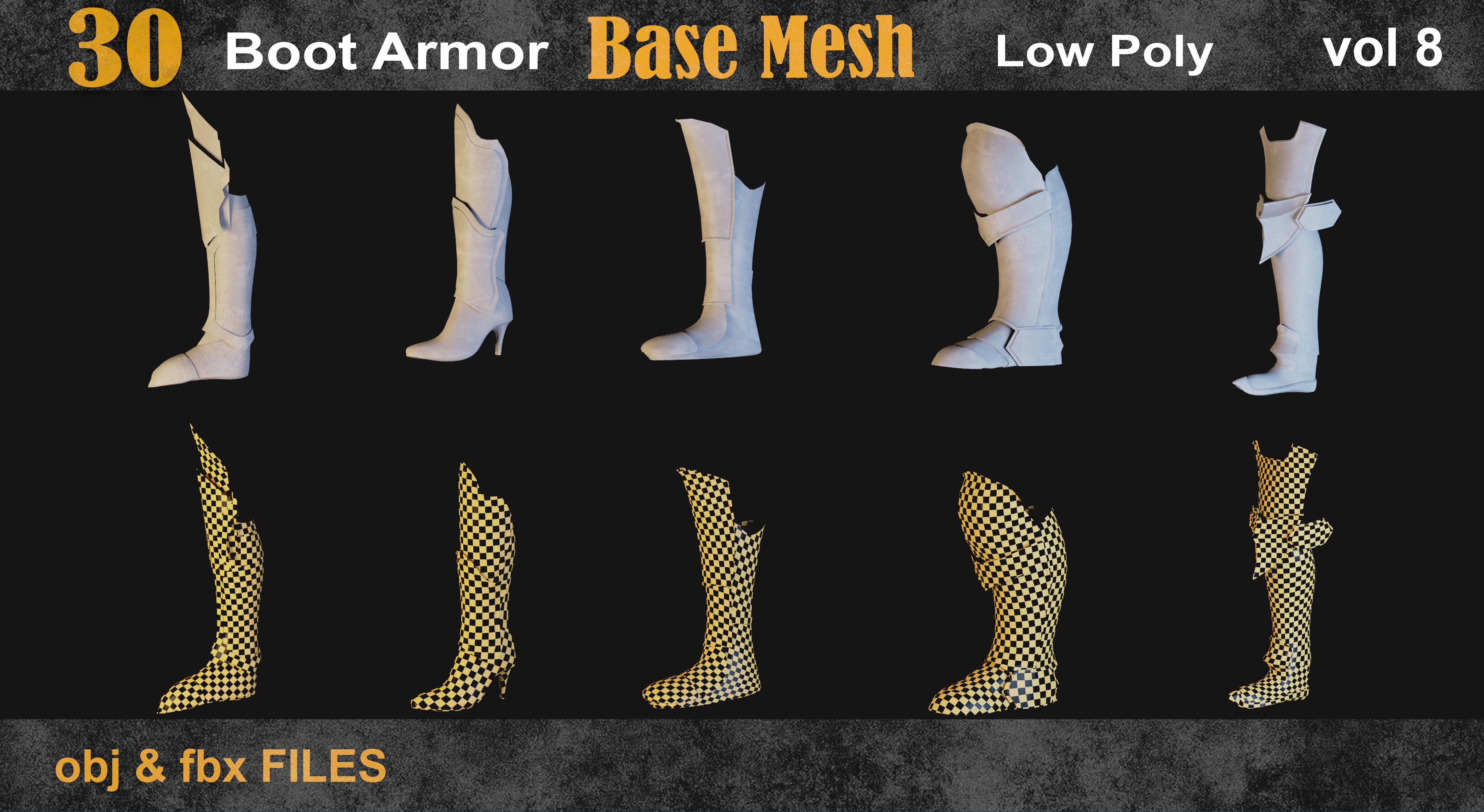 30 Boot armor Base Mesh vol 8 Low-poly 3D model_3