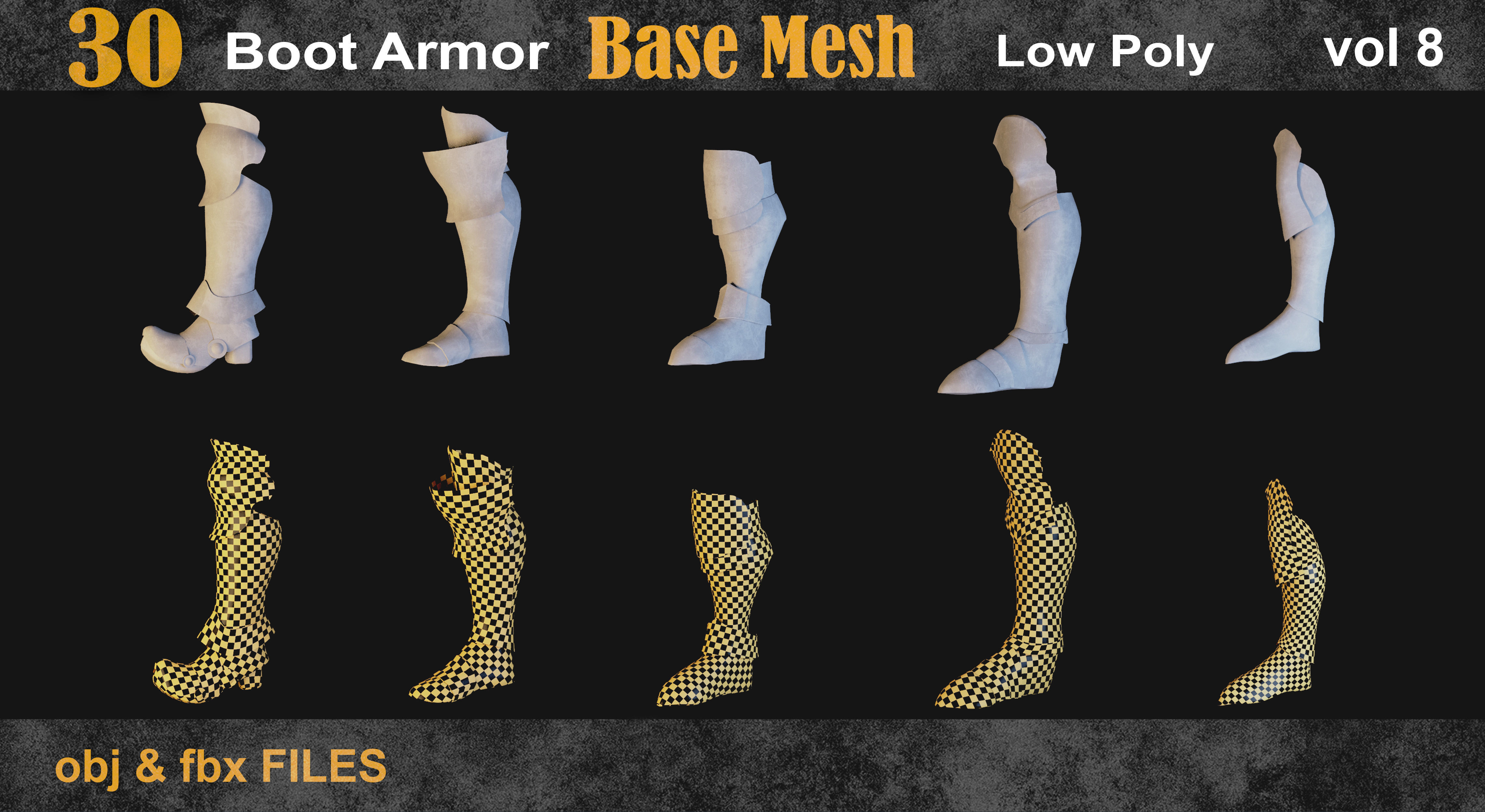 30 Boot armor Base Mesh vol 8 Low-poly 3D model_2