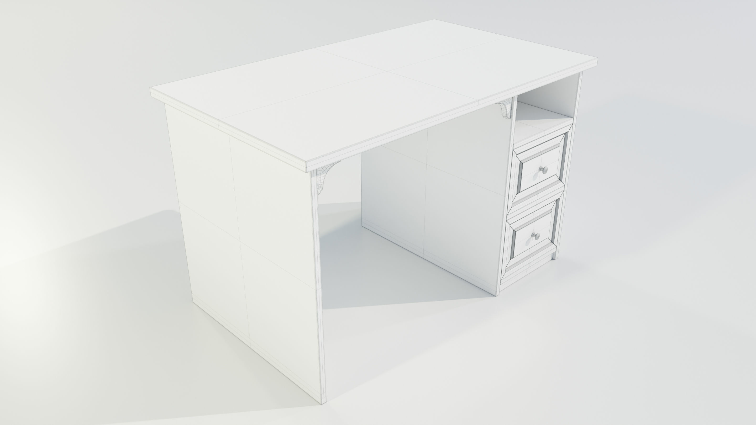 Wooden Desk 3D model_12