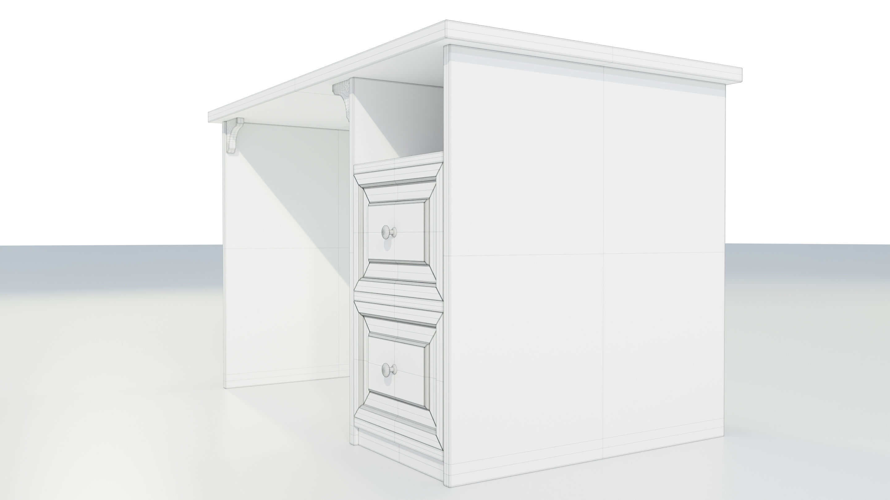 Wooden Desk 3D model_19