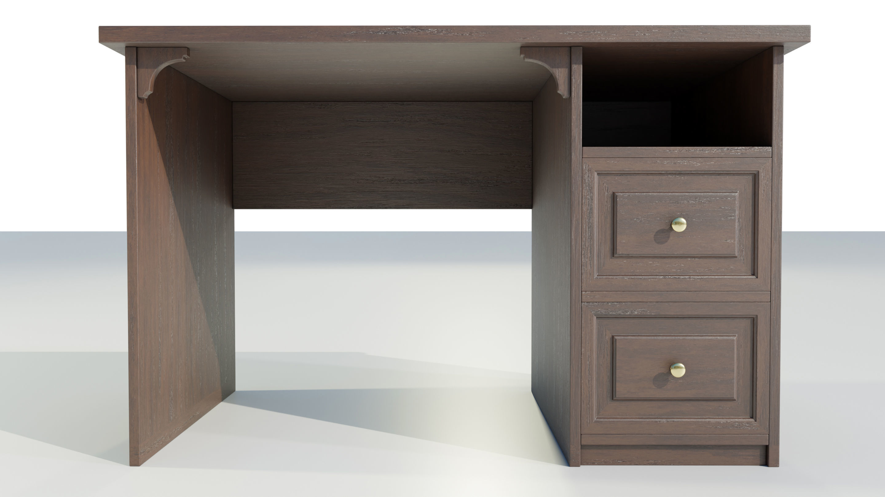 Wooden Desk 3D model_7
